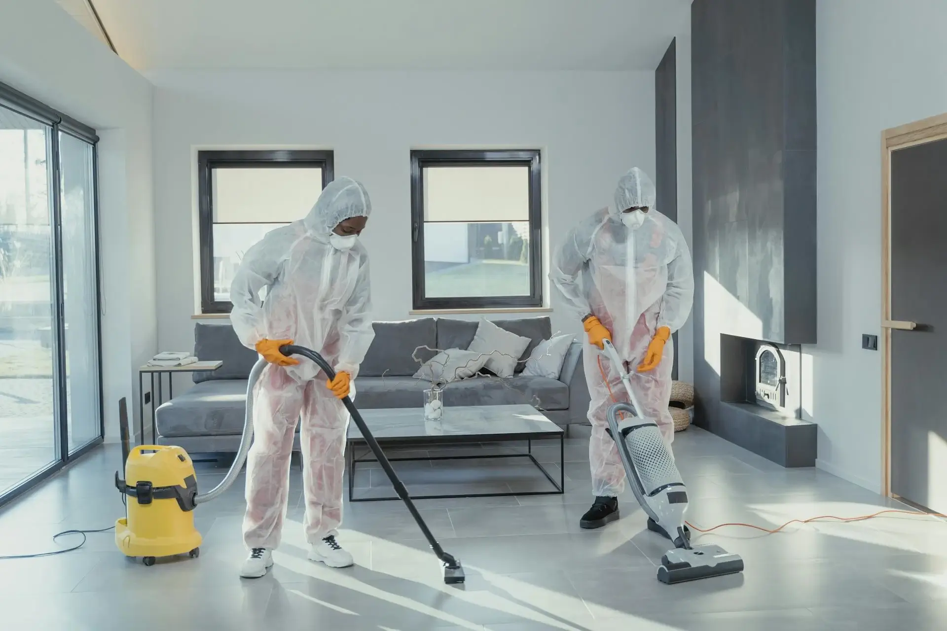 Professional cleaning team performing deep cleaning in Dubai